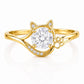 Sterling Silver Cat Paw Ring, Round CZ, Animal Lover Promise Ring