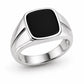 925 Sterling Silver Black Onyx Signet Ring, Cushion Cut Minimalist Statement Band