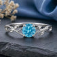 Sterling Silver Swiss Blue Topaz Leaf Vine Ring, Nature Inspired Minimalist Promise Ring