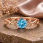 Sterling Silver Swiss Blue Topaz Leaf Vine Ring, Nature Inspired Minimalist Promise Ring
