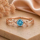 Sterling Silver Swiss Blue Topaz Leaf Vine Ring, Nature Inspired Promise Ring