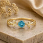Sterling Silver Swiss Blue Topaz Leaf Vine Ring, Nature Inspired Promise Ring