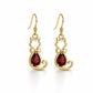 Sterling Silver Garnet Cat Dangle Earrings, Pear Cut Gemstone Animal Jewelry