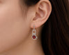 Sterling Silver Garnet Cat Dangle Earrings, Animal Silhouette Jewelry, Pet Lover Gift