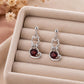 Sterling Silver Garnet Cat Dangle Earrings, Animal Silhouette Jewelry, Pet Lover Gift