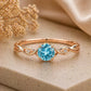 Sterling Silver Swiss Blue Topaz Vine Ring, CZ Leaf Nature Engagement Promise