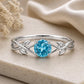925 Sterling Silver Swiss Blue Topaz Vine Leaf Ring, Nature Inspired Minimalist Gift