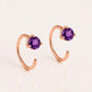 925 Sterling Silver Amethyst Hoop Earrings, Minimalist Round Cut Gemstone Jewelry