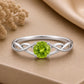 Peridot Infinity Twist Ring, Round Cut Green Stone, August Birthstone, Sterling Silver Promise Ring