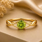 Peridot Infinity Twist Ring, Round Cut Green Stone, August Birthstone, Sterling Silver Promise Ring