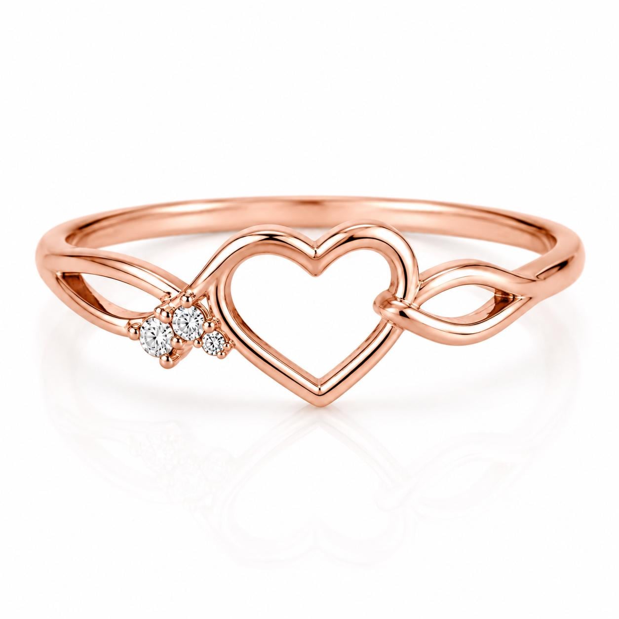 Sterling Silver Heart Ring, CZ Infinity Band, Dainty Love Promise Ring