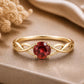 Garnet Infinity Twist Ring, 925 Sterling Silver, Round Red Stone, January Birthstone