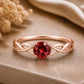 Garnet Infinity Twist Ring, 925 Sterling Silver, Round Red Stone, January Birthstone