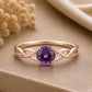 Amethyst Infinity Twist Ring, 925 Sterling Silver, Round Cut Purple Stone, February Birthstone