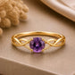 Amethyst Infinity Twist Ring, 925 Sterling Silver, Round Cut Purple Stone, February Birthstone