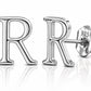 Sterling Silver Letter R Stud Earrings, Minimalist Alphabet Jewelry