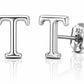 Sterling Silver Letter T Stud Earrings, Minimalist Alphabet Jewelry