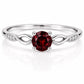 925 Sterling Silver Garnet Infinity Twist Ring, Minimalist January Birthstone