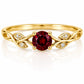 Sterling Silver Garnet Ring, Dainty Vine Leaf, January Birthstone, Minimalist Promise
