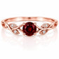 Sterling Silver Garnet Ring, Dainty Vine Leaf, January Birthstone, Minimalist Promise