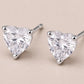 Sterling Silver Heart Cut CZ Stud Earrings, Diamond Look Solitaire Studs