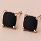 Black Onyx Cushion Cut Solitaire Stud Earrings, 925 Sterling Silver Minimalist Earrings