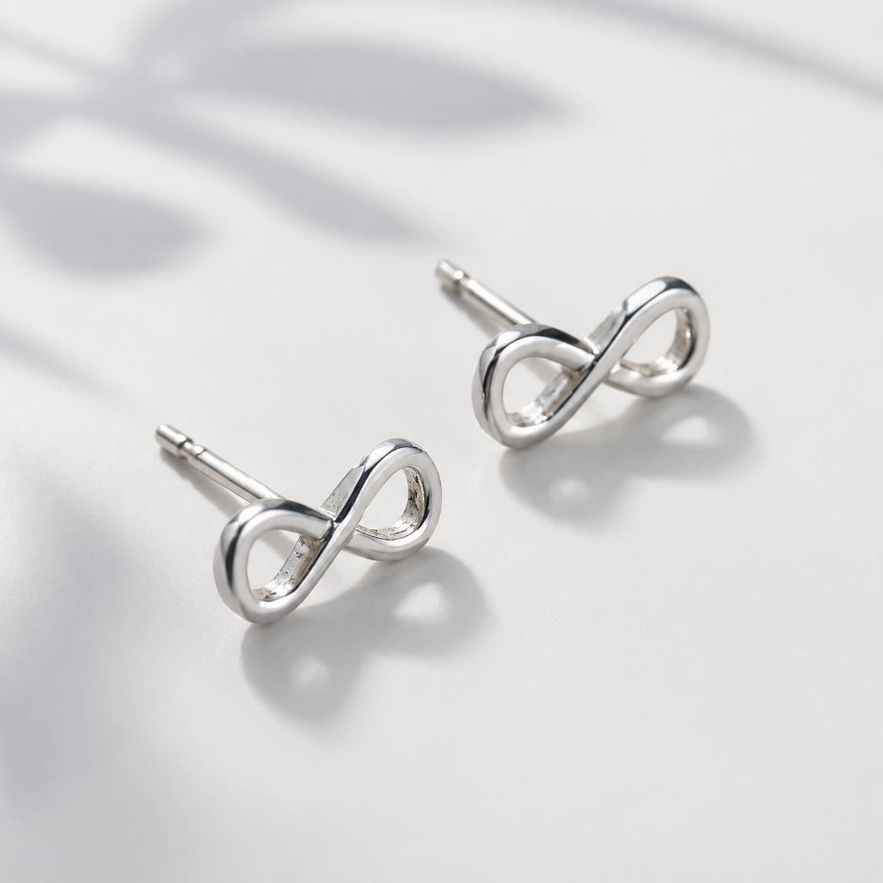 925 Sterling Silver Infinity Stud Earrings, Minimalist Symbol, Everyday Unisex Jewelry