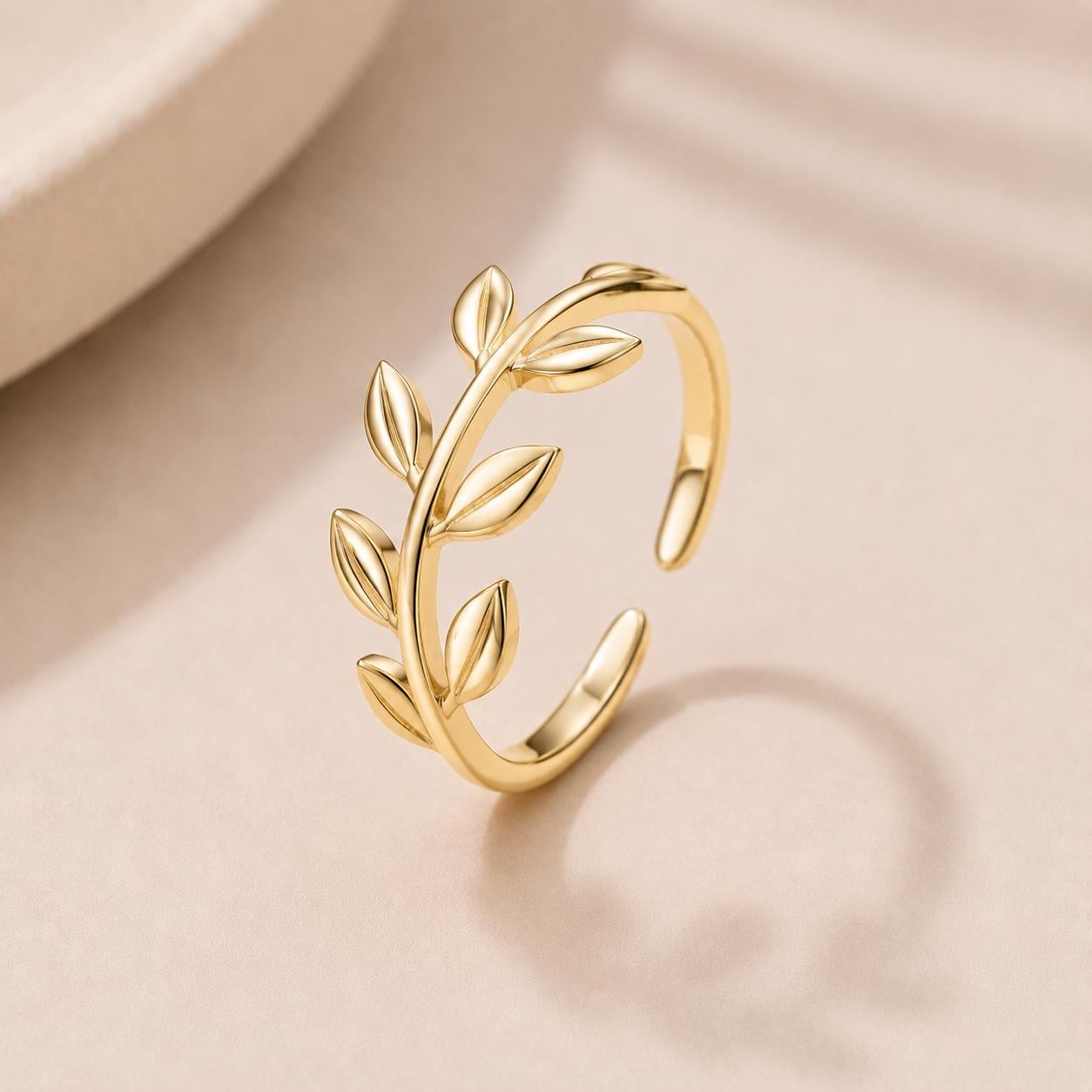 Sterling Silver Leaf Wrap Ring, Adjustable Botanical Nature Jewelry