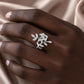 Sterling Silver CZ Leaf Ring, Adjustable Botanical Vine Wrap Jewelry