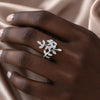 Sterling Silver CZ Leaf Ring, Adjustable Botanical Vine Wrap Jewelry