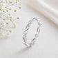 925 Sterling Silver Marquise Leaf CZ Eternity Ring, Minimalist Stackable Band