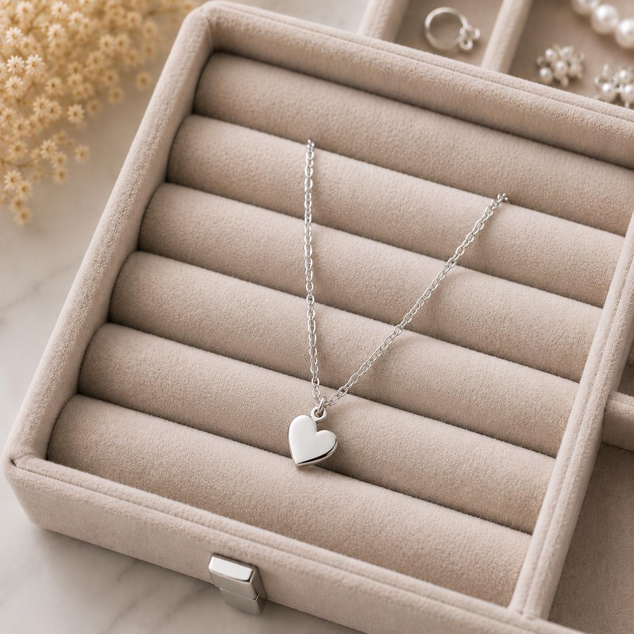 925 Sterling Silver Heart Pendant Necklace, Dainty Love Charm, Minimalist Everyday Jewelry