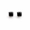 925 Sterling Silver Princess Cut Black CZ Square Stud Earrings, Minimalist Everyday Jewelry