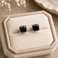 925 Sterling Silver Princess Cut Black CZ Square Stud Earrings, Minimalist Everyday Jewelry
