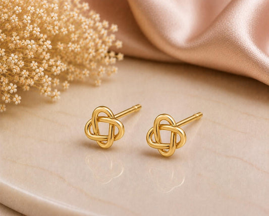 925 Sterling Silver Interlocking Knot Stud Earrings, Minimalist Love Symbol, Dainty Everyday Jewelry