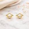 925 Sterling Silver Saturn Stud Earrings, Minimalist Celestial Planet Jewelry