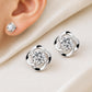925 Sterling Silver CZ Flower Stud Earrings, Minimalist Floral Round Cut Cubic Zirconia