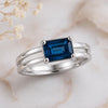 Sterling Silver London Blue Topaz Ring: Emerald Cut Gemstone