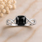 Sterling Silver Cushion Cut Black Onyx Infinity Ring, Minimalist Statement Jewelry