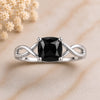 Sterling Silver Cushion Cut Black Onyx Infinity Ring, Minimalist Statement Jewelry