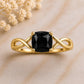 Sterling Silver Cushion Cut Black Onyx Infinity Ring, Minimalist Statement Jewelry