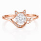 Sterling Silver Cat Paw Ring, Round CZ, Animal Lover Promise Ring