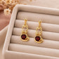 Sterling Silver Garnet Cat Dangle Earrings, Animal Silhouette Jewelry, Pet Lover Gift