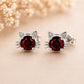 Sterling Silver Garnet Cat Stud Earrings, Animal Lover Jewelry Gift