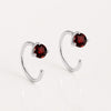 925 Sterling Silver Garnet Hoop Earrings, Minimalist Round Cut Red Gemstone Jewelry