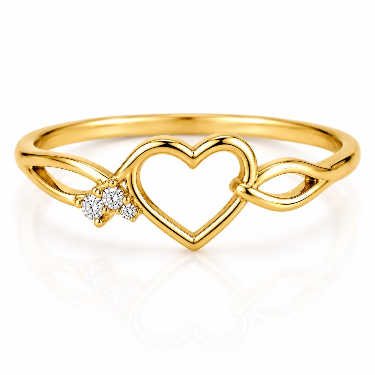 Sterling Silver Heart Ring, CZ Infinity Band, Dainty Love Promise Ring