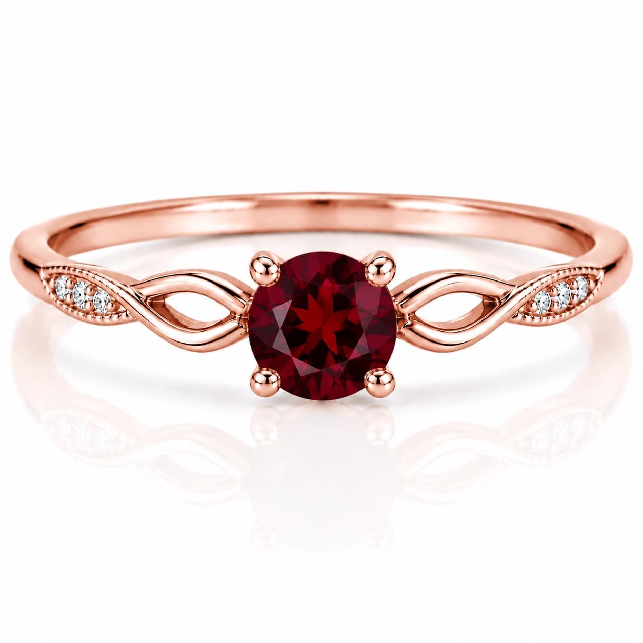 925 Sterling Silver Garnet Infinity Twist Ring, Minimalist January Birthstone