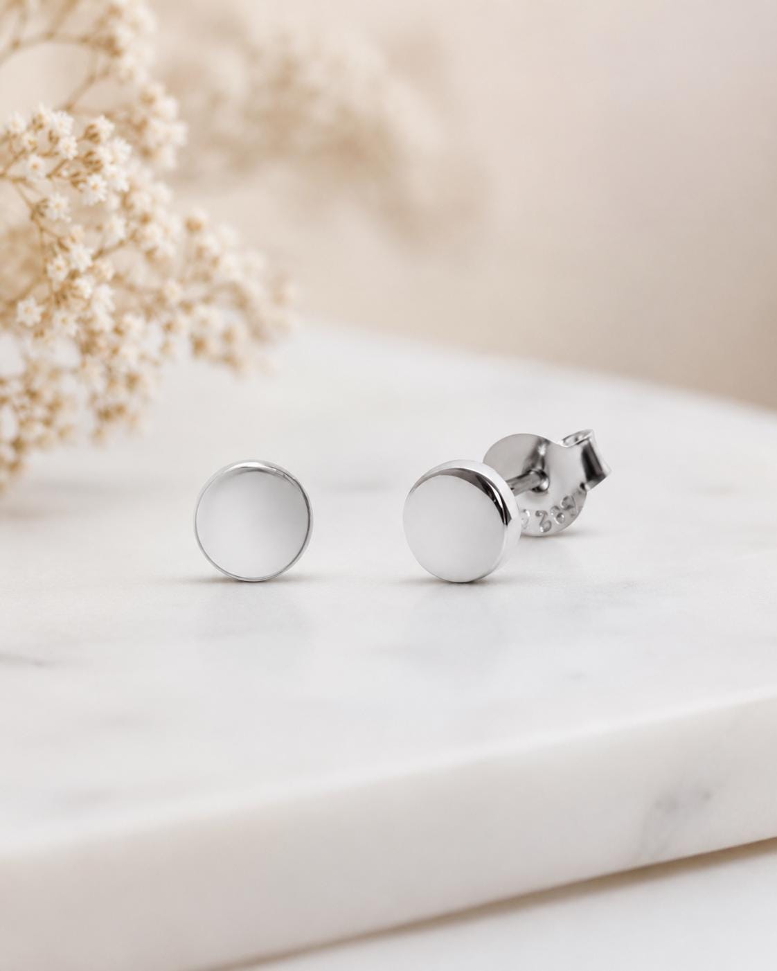 925 Sterling Silver Circle Stud Earrings, Minimalist Disc, Everyday Jewelry