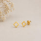 925 Sterling Silver Open Square Stud Earrings, Minimalist Geometric Jewelry
