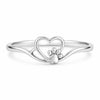 Sterling Silver Paw Heart Ring, Minimalist Pet Memorial Jewelry